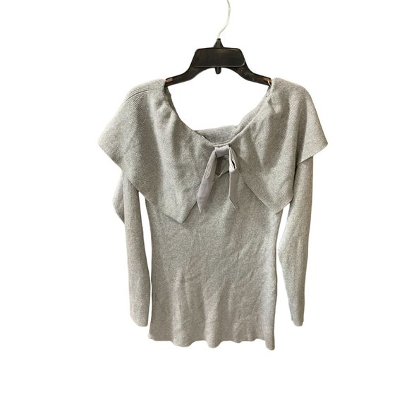 New WHBM White House Black Market Womens Size XL Sparkle Sweater Bow Back Silver - Picture 3 of 3